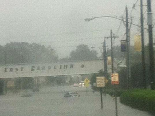 Charles Street floods on ECU campus.
