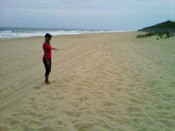 WRAL reporter Renee Chou tweets: "The only time I'll have the beach all to myself! Mandatory evacs empty OBX beach."
