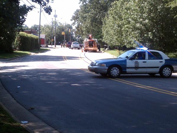Police blocked traffic in Raleigh at the scene of a gas leak Wednesday.