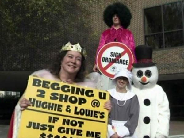 Costumed characters protest Raleigh sign ordinance