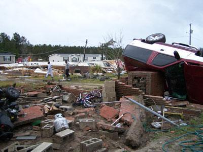 Tornado Damage in Whiteville, N.C.