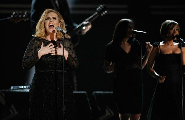 Adele at the Grammy Awards Feb. 12, 2012.