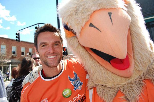 This Carolina Railhawk was in line to get his head shaved for charity.
