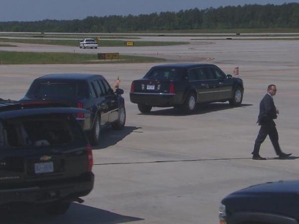 Air Force One arrives at RDU