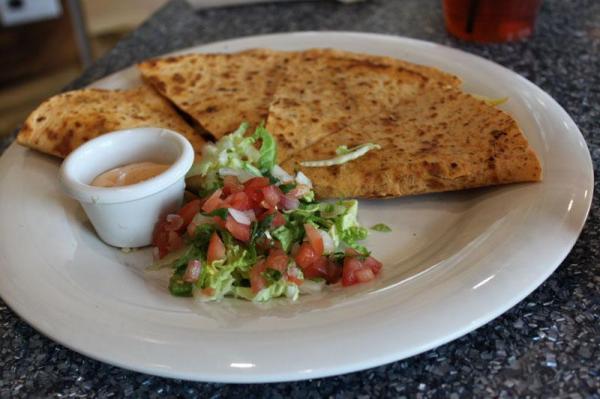 The Vegetable Quesadilla at The Daily Planet Cafe.