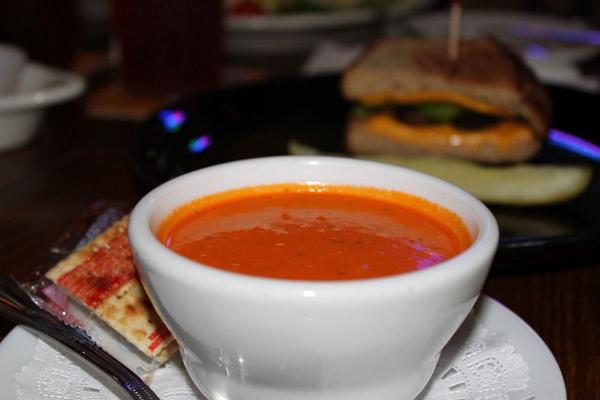 The Roasted Red Pepper and Gouda soup at Mahoney's Pub in Cary.