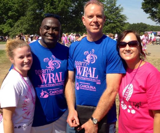 WRAL's Ken Smith and Mike Maze with Race for the Cure participants.