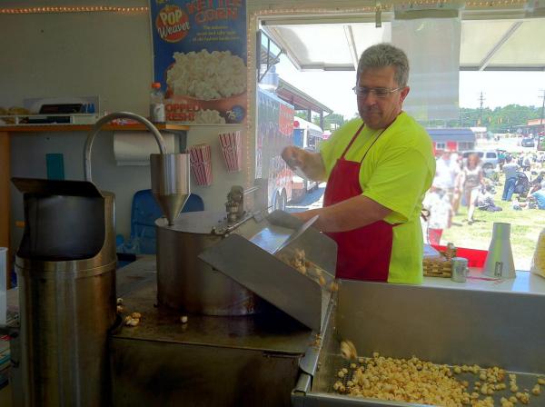 Another fresh batch at Crossroads Kettle Corn. (Photo by Tony Rice)