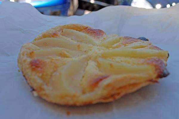 A pear tart on the patio at Hereghty Heavenly Delicious.