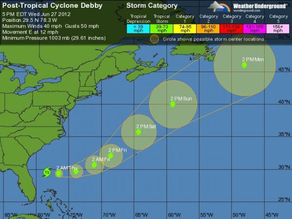 Debby Tracking - 5 Day