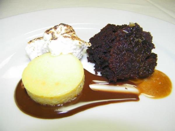 Course 5: Sweet Grits with Milk Chocolate Cake, Burnt Marshmallow & Salted Caramel (Photo by Judy Royal)