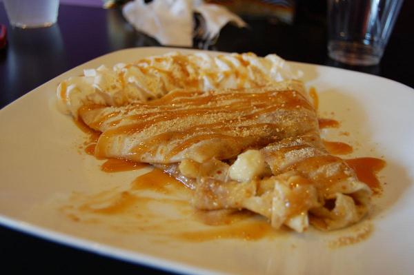 The Bananas Foster crepe at Coffee and Crepes in Cary.