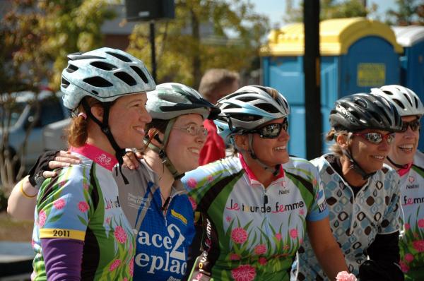 A team from WRAL participates in Le Tour de Femme cycling race.