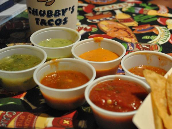 Chubby's salsa bar spans the taste and color spectrum.