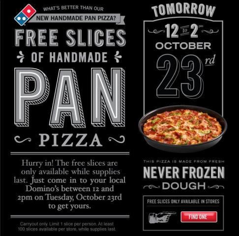 Domino's Pan Pizza free slices