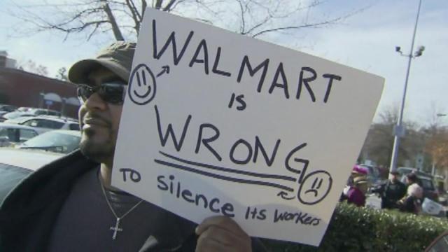 Walmart crowds protest wages, treament