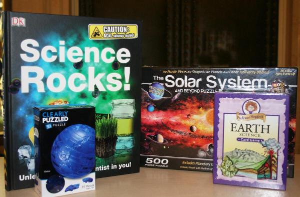 Books, games and puzzles with science themes are ideal gifts for family members to share and enjoy together.