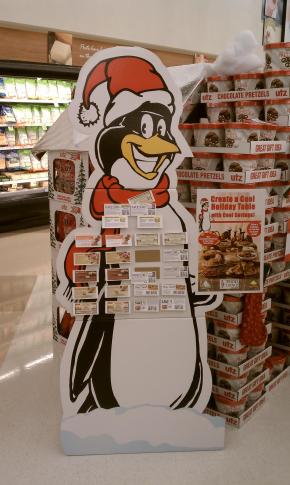 Penguin coupon display from Lowes Foods, November 2012