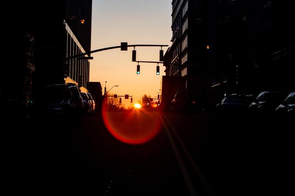 Rising sun splits Raleigh skyline