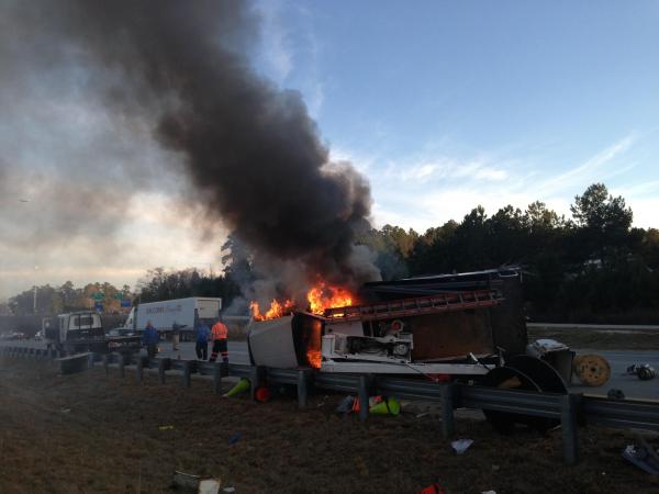 Viewer video #1: I-540 truck on fire