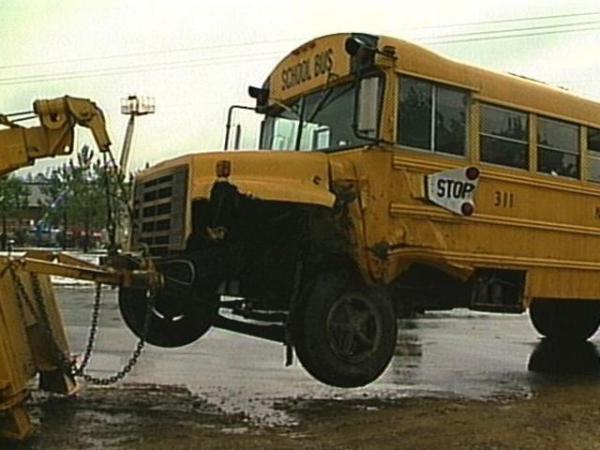 This Wake County school bus was involved in an accident on the way to Garner Sr. High. (WRAL TV)