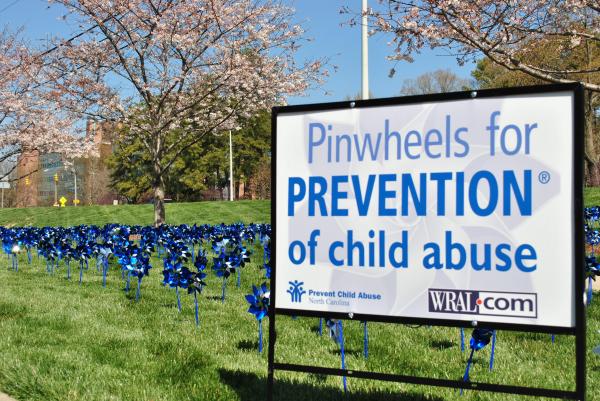 Pinwheels at WRAL for Childhood Abuse Awareness Month