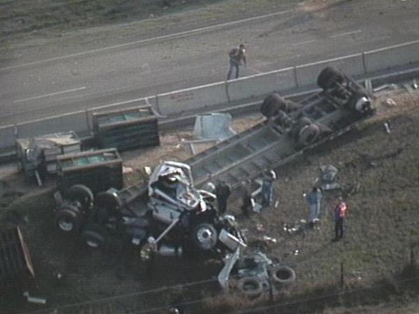 This SKY5 view of Wednesday's crash shows the m