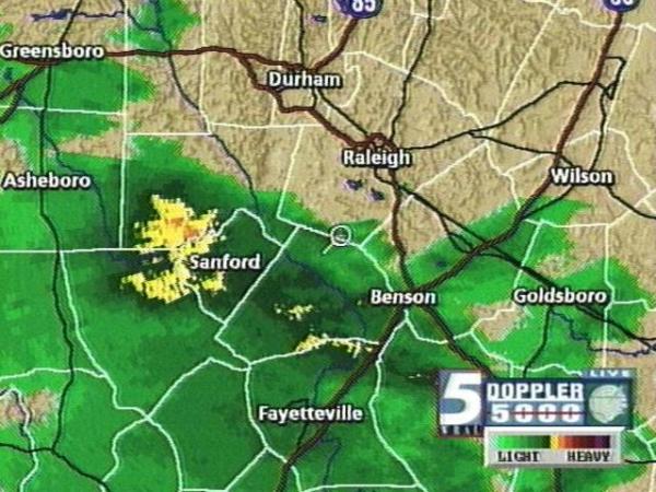 WRAL's exclusive Live Doppler 5000 radar sees the sky -- and here it shows the oncoming shield of heavy rain that socked the state Tuesday night. 