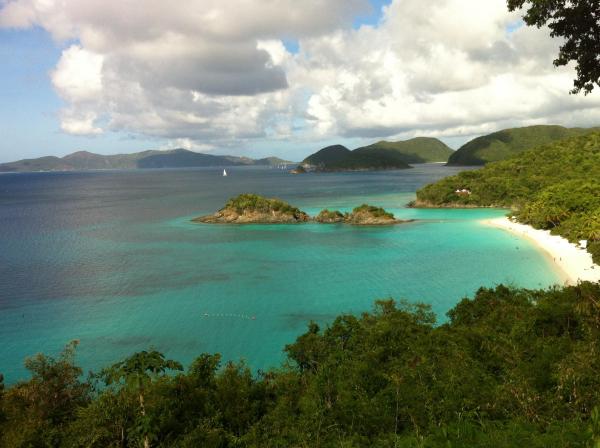 A hiker’s view of St. John’s Trunk Bay. Gorgeous, sure. But would the kids be happier in Myrtle Beach?