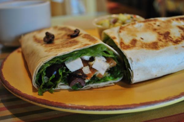 The grilled chicken caesar wrap at Cary Cafe.