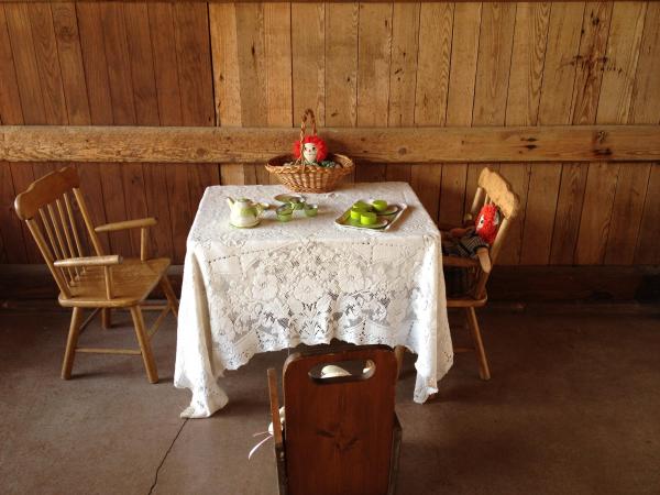 Children's table set for tea at the barn at Antler Hill Village, Biltmore estate