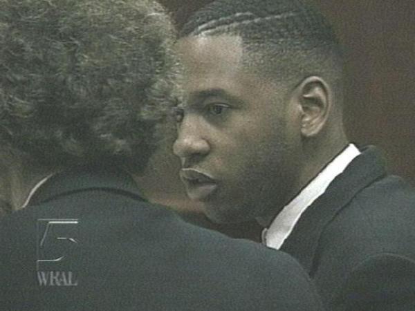 Kawame Mays and his attorney talk as they await the jury's sentencing decision. (WRAL-TV5 News)