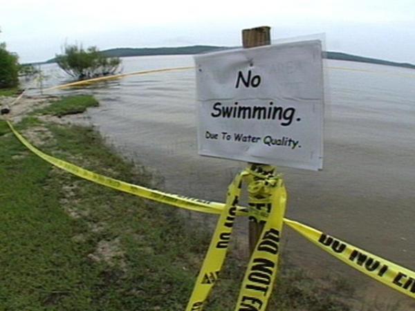 No swimming! The Vista Point Campground is closed because of an outbreak of shigellosis. Officials suspect contamination in the water and the soil may have made several children who sick after swimming in the water. (WRAL-TV5 News)
