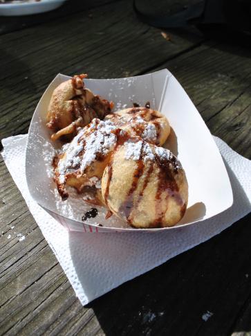 Deep fried Thin Mint Girl Scout cookies at the NC State Fair.