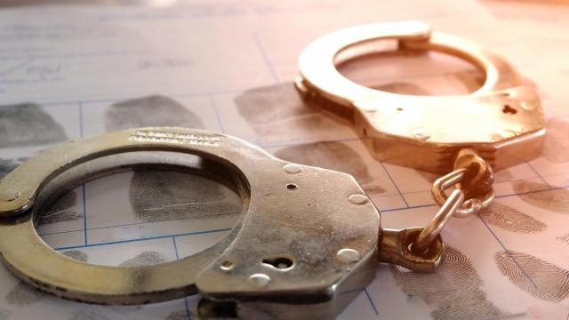 Fingerprint crime scene handcuffs arrest