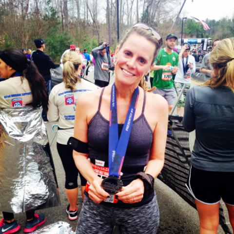 Amanda Lamb runs a half marathon.