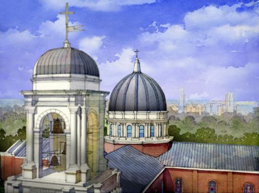 Artist's sketch of the planned Holy Name of Jesus Cathedral in Raleigh.