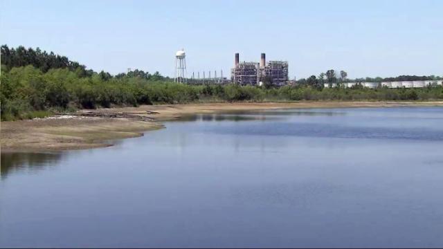 Coal ash pond at Duke Energy plant in Moncure