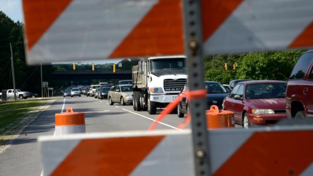 Traffic backed up due to Raleigh gas leak