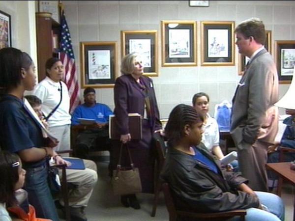 Teenagers speak with New Hanover County Sen. Patrick Ballentine.(WRAL-TV5 News)