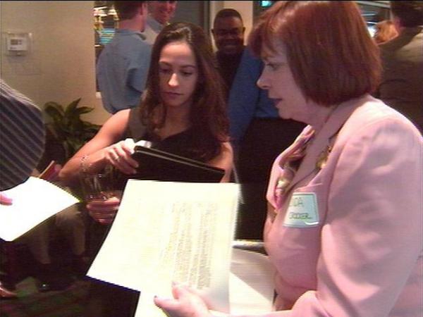 The reverse job fair was organized by laid-off Nortel employees.(WRAL-TV5 News)
