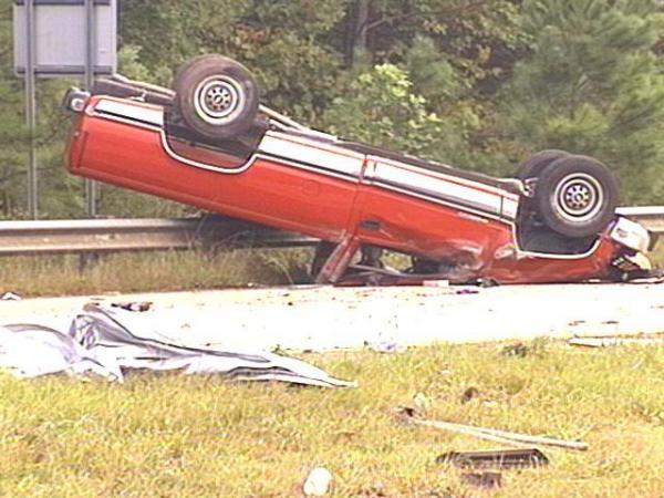 The driver of this pickup died after losing control of his vehicle.(WRAL-TV5 News)