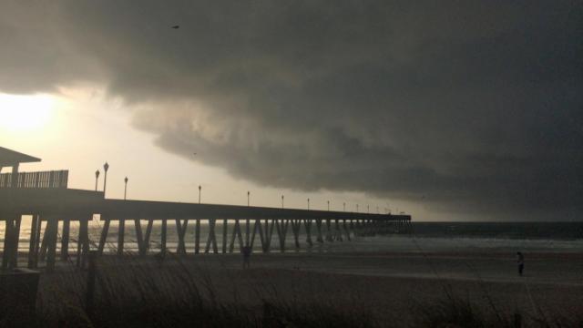 Outer rain bands from Hurricane Arthur were visible on Wrightsville Beach early Thursday.