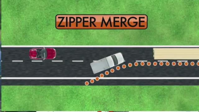 'Zipper merge' requires drivers to be polite, allow cutting line