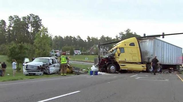 Tractor-trailer, pickup collide in Chatham County