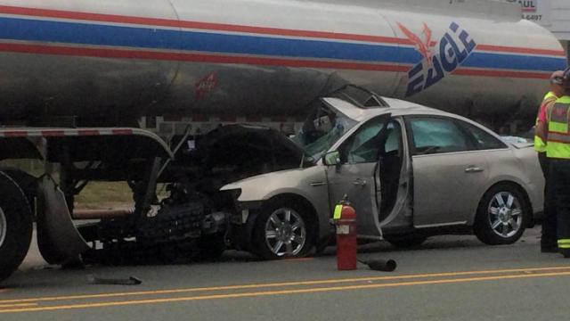 Car crashes into fuel truck in Apex