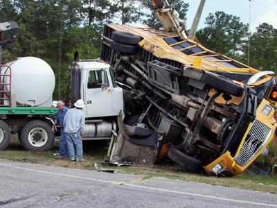 Truck, Bus Crash in Sampson County