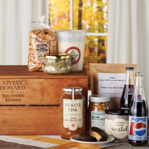 Vivian Howard's Kinston Inspiration basket - a selection of items from Howard's hometown