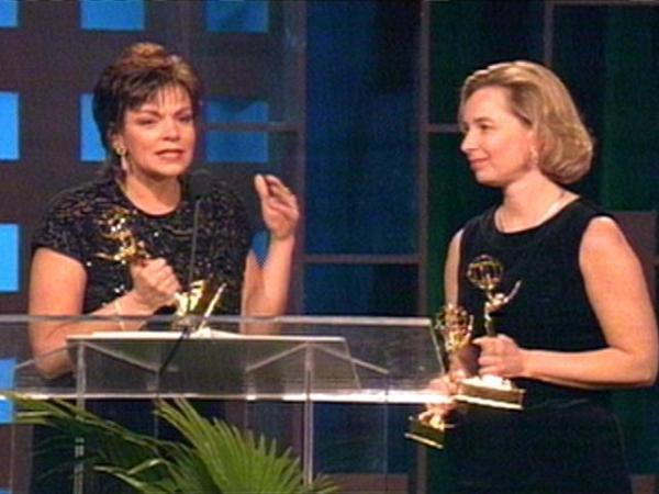 Five On Your Side's Monica Laliberte and Lori Lair accept their Emmy in Nashville.(WRAL-TV5 News)