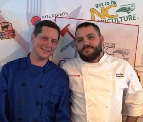 Chef Rhett Morris of Rhett's Restaurant in Southern Pines and Chef Spencer Carter of Weathervane at Southern Season in Chapel Hill. (Image from Competition Dining)